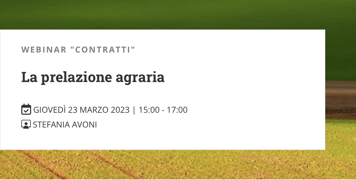 La prelazione agraria